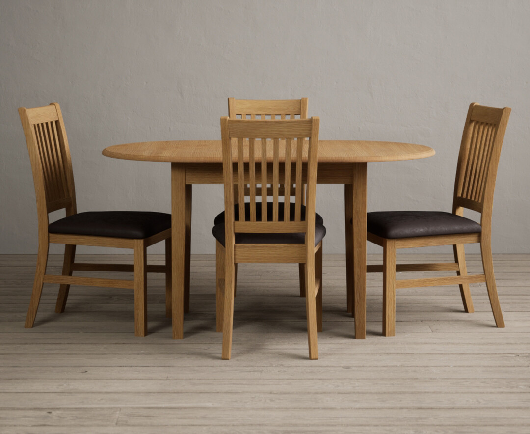 Extending Warwick Solid Oak Dining Table with 4 Oak Warwick Chairs ...