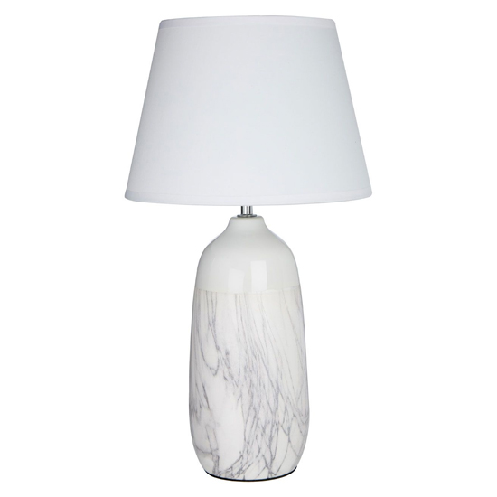 Welmon White Fabric Shade Table Lamp With Grey Ceramic Base Welmon White Fabric Shade Table Lamp With Grey Ceramic Base