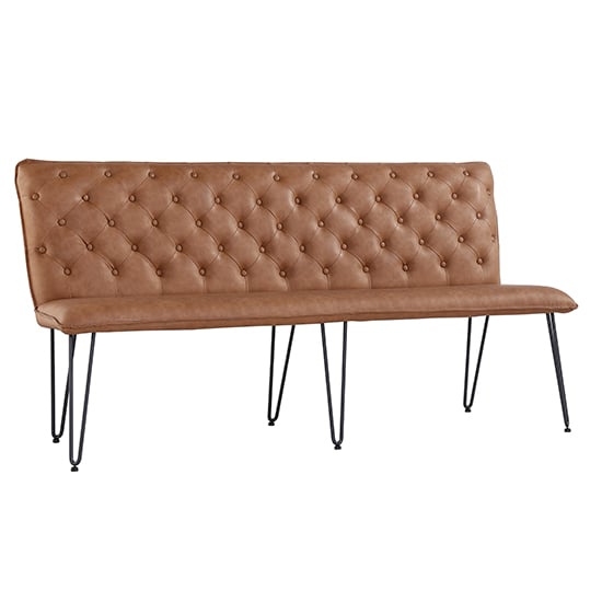 Wichita Faux Leather Large Dining Bench In Tan