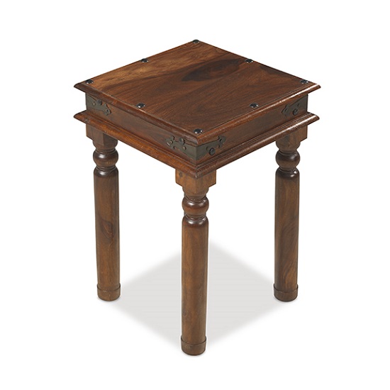 Zander Wooden Lamp Table Square In Sheesham Hardwood