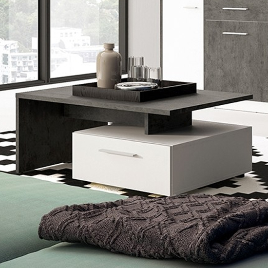 Zinger Wooden Storage Coffee Table In Slate Grey And White Zinger Wooden Storage Coffee Table In Slate Grey And White