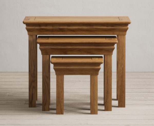 Burford Rustic Solid Oak Nest of Tables