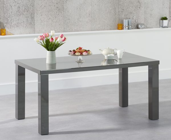 Seattle 160cm Dark Grey High Gloss Dining Table