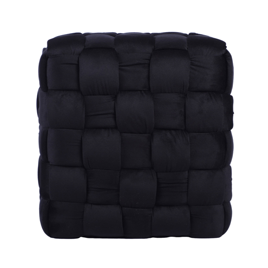 Agropoli Velvet Woven Ottoman In Black