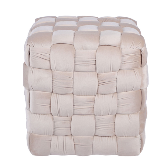 Agropoli Velvet Woven Ottoman In Dark Cream