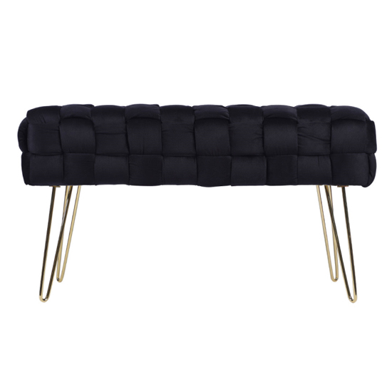 Alcudia Velvet Woven Hallway Seating Bench In Black