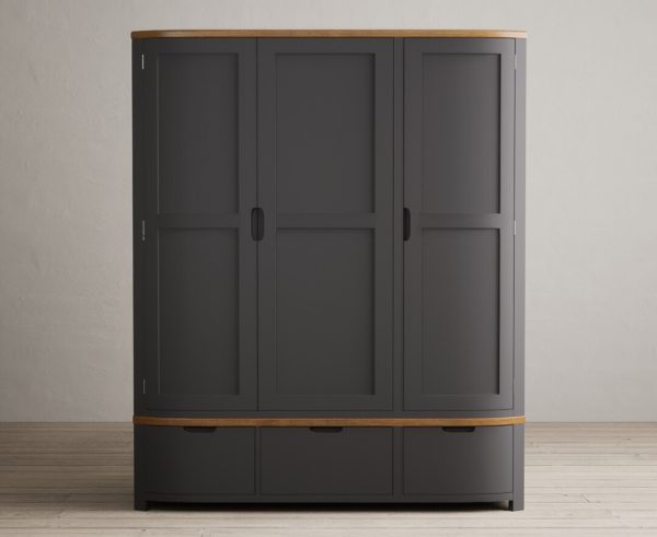 Bradwell Oak and Charcoal Grey Painted Triple Wardrobe