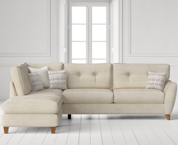 Florin Cream Fabric Left Hand Facing Corner Chaise Sofa