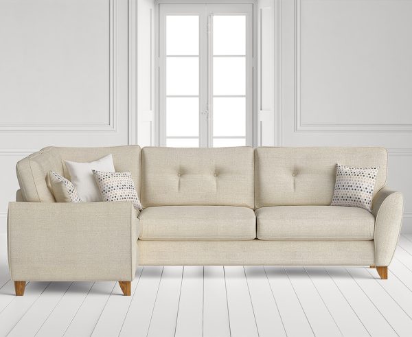 Florin Cream Fabric Left Hand Facing Corner Sofa