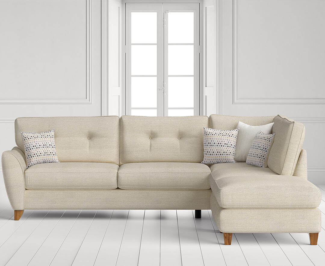 Florin Cream Fabric Right Hand Facing Corner Chaise Sofa Florin Cream Fabric Right Hand Facing Corner Chaise Sofa
