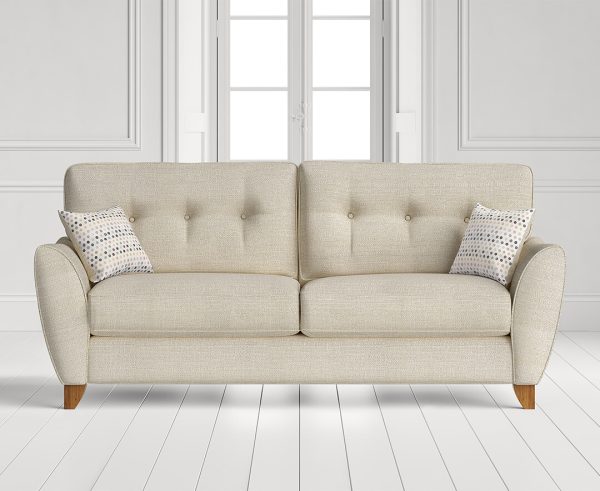 Florin Cream Fabric Three Seater Sofa
