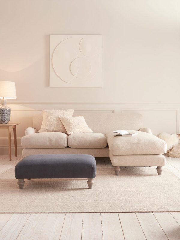 Reine Chaise Right Hand Facing Sofa - Pewter Cotton Linen