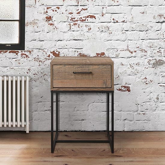 Urbana Wooden Bedside Cabinet Narrow With 1 Drawer In Rustic