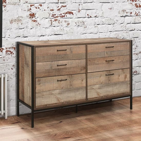 Urbana Wooden Chest Of 6 Drawers In Rustic