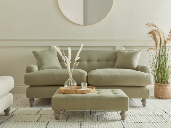 Visby Three Seater Sofa - French Blue Cotton Stripe