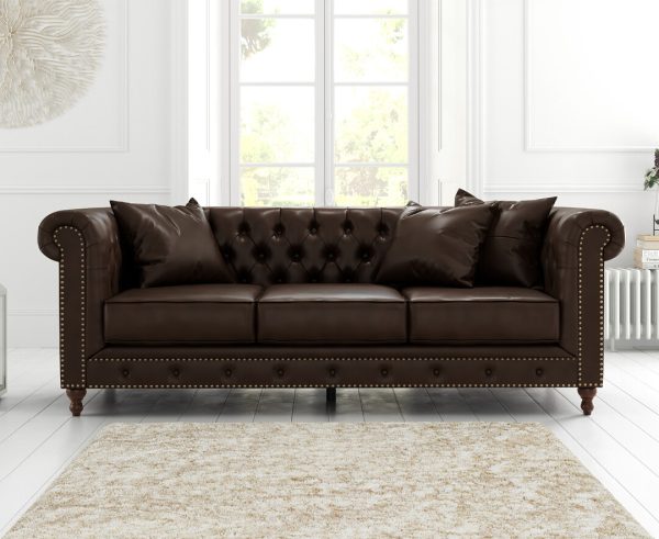 Westminster Chesterfield Brown Leather 3 Seater Sofa