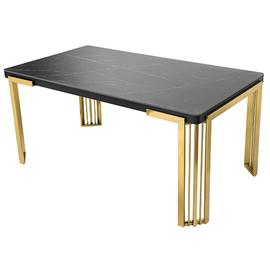 Davos Sintered Stone Coffee Table In Black With Gold Frame Davos Sintered Stone Coffee Table In Black With Gold Frame