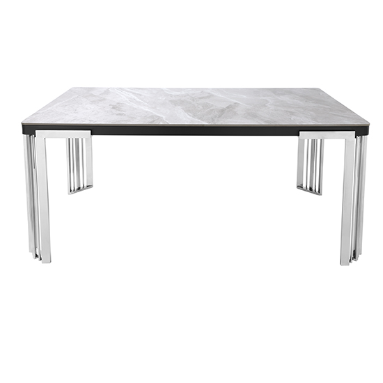 Davos Sintered Stone Coffee Table In Grey With Silver Frame Davos Sintered Stone Coffee Table In Grey With Silver Frame