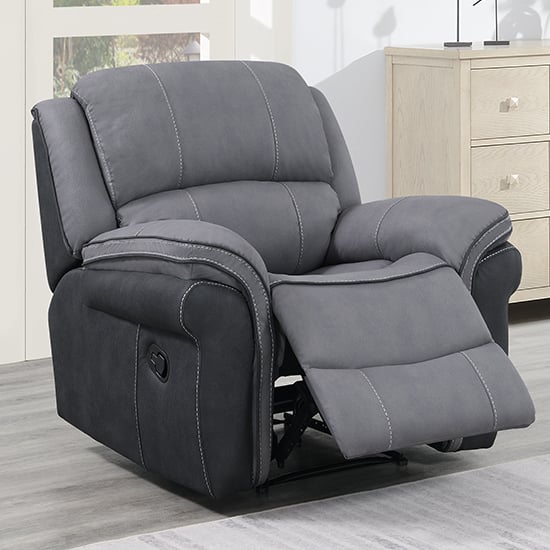 Kiel Manual Recliner Fabric 1 Seater Sofa In Fusion Grey