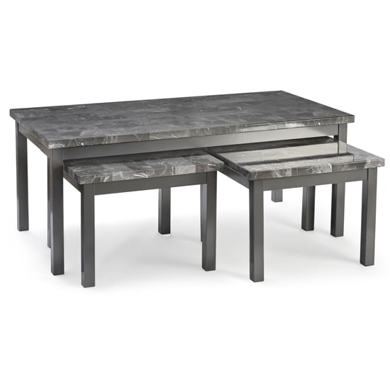 Lecce Wooden Coffee Table And Side Tables In Grey Marble Effect Lecce Wooden Coffee Table And Side Tables In Grey Marble Effect