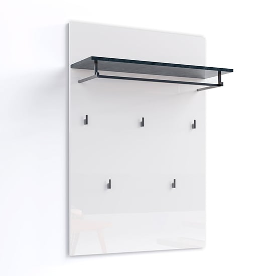 Belfort High Gloss Coat Rack Panel 5 Hooks In White Slate Grey
