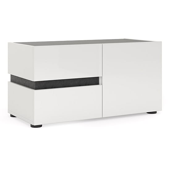 Belfort High Gloss Hallway Seating Bench In White Slate Grey