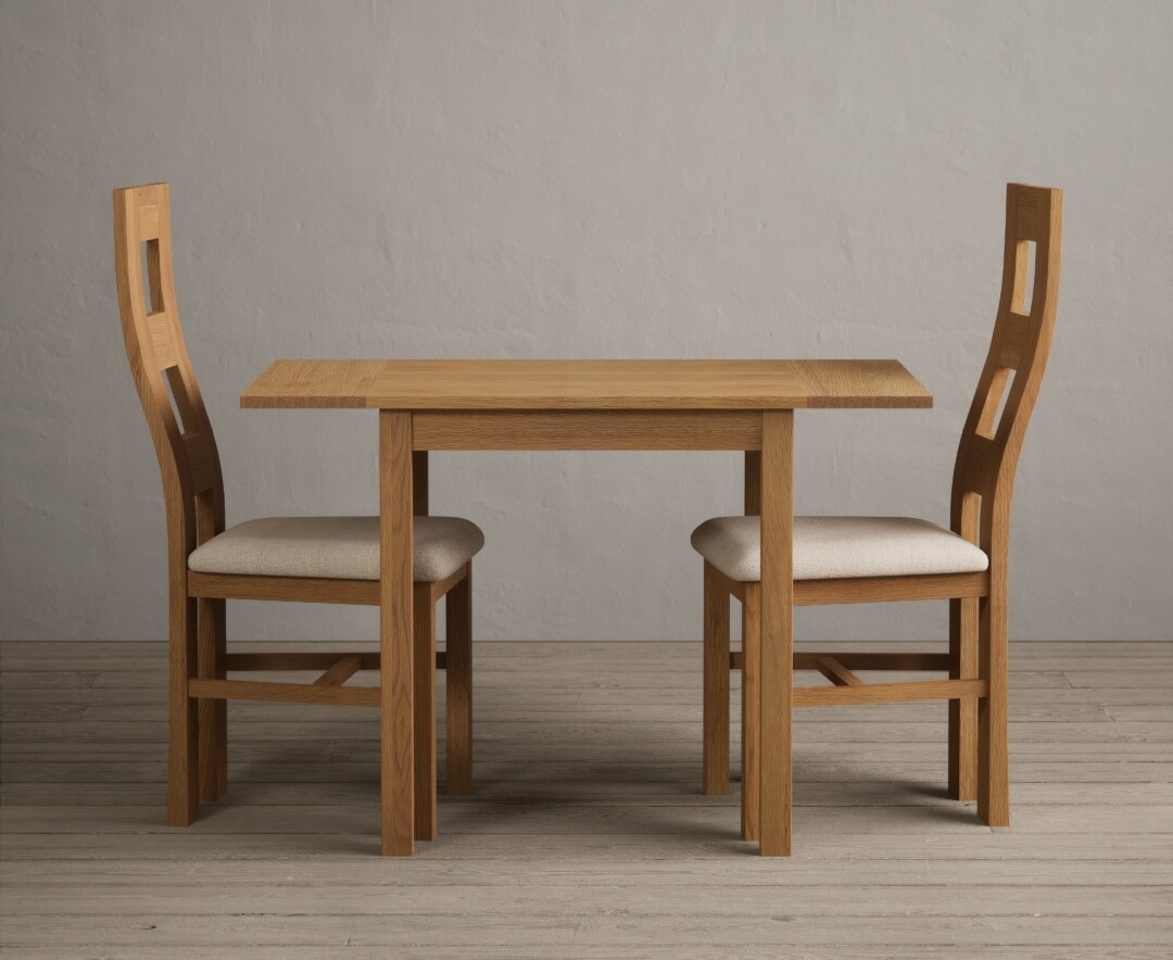 Extending York 70cm Solid Oak Dining Table With 2 Blue Flow Back Chairs Extending York 70cm Solid Oak Dining Table With 2 Blue Flow Back Chairs