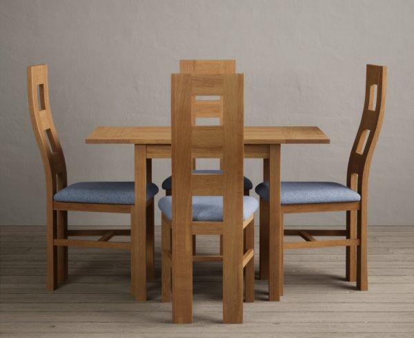 Extending York 70cm Solid Oak Dining Table With 4 Light Grey Flow Back Chairs