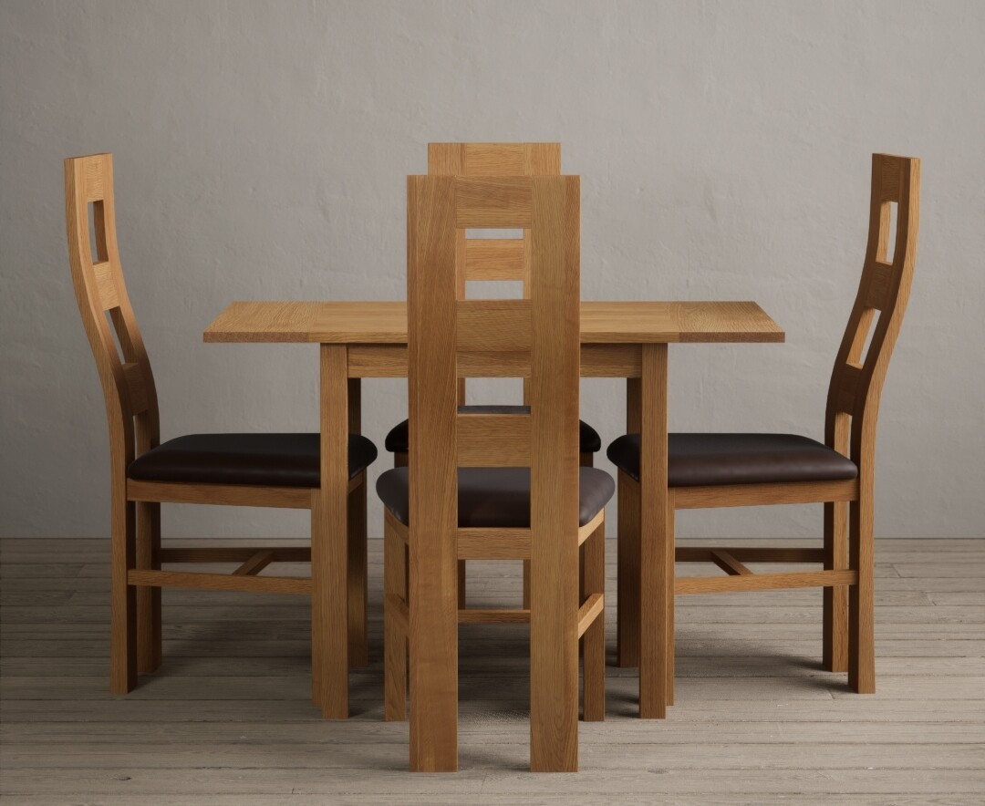 Extending York 70cm Solid Oak Dining Table With 4 Oak Flow Back Chairs Extending York 70cm Solid Oak Dining Table With 4 Oak Flow Back Chairs