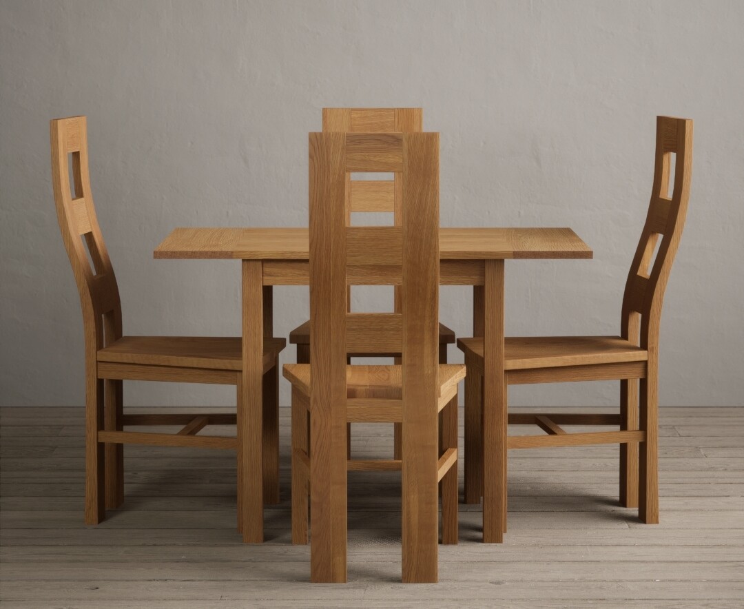 Extending York 70cm Solid Oak Dining Table With 4 Oak Flow Back Chairs Extending York 70cm Solid Oak Dining Table With 4 Oak Flow Back Chairs