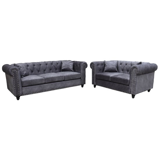 Oaxaca Plush Velvet 3+2 Seater Sofa Set In Light Grey