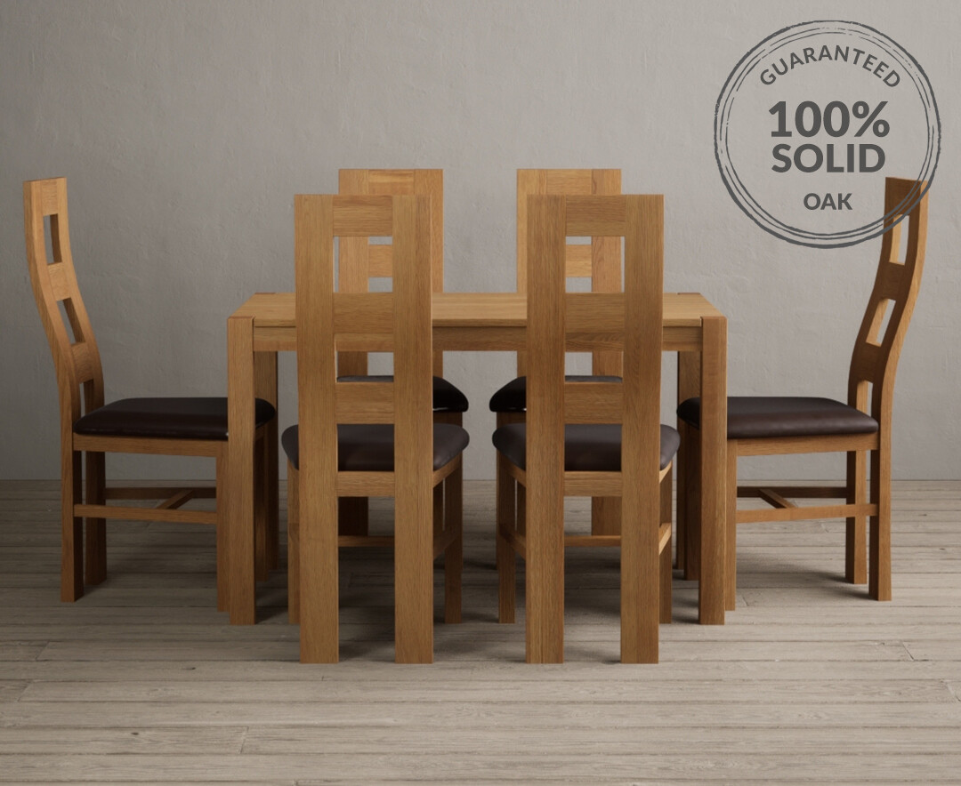 York 120cm Solid Oak Dining Table With 4 Brown Flow Back Chairs York 120cm Solid Oak Dining Table With 4 Brown Flow Back Chairs