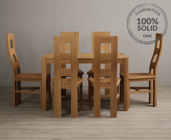 York 120cm Solid Oak Dining Table With 4 Oak Flow Back Chairs