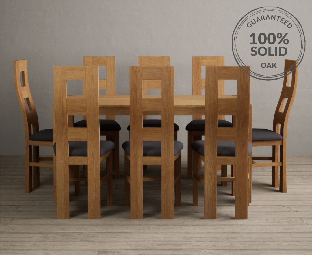 York 150cm Solid Oak Dining Table With 6 Charcoal Grey Flow Back Chairs York 150cm Solid Oak Dining Table With 6 Charcoal Grey Flow Back Chairs