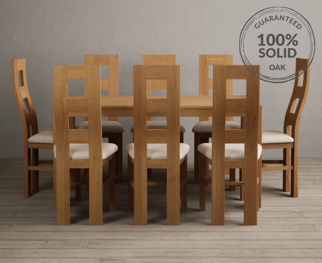 York 150cm Solid Oak Dining Table With 6 Linen Flow Back Chairs York 150cm Solid Oak Dining Table With 6 Linen Flow Back Chairs