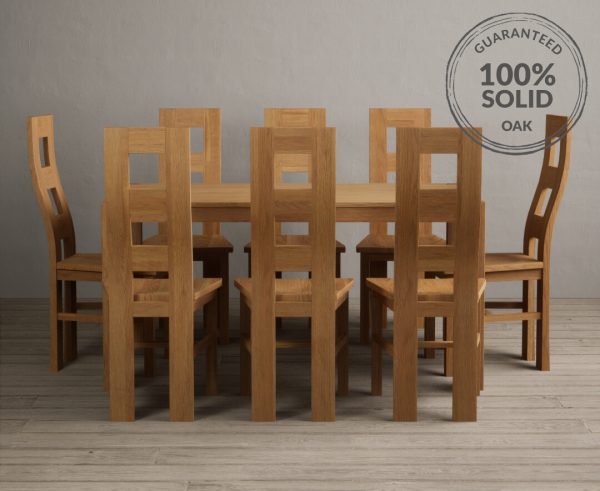 York 150cm Solid Oak Dining Table With 6 Oak Flow Back Chairs