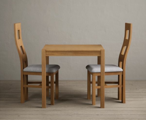York 80cm Solid Oak Dining Table With 2 Charcoal Grey Flow Back Chairs