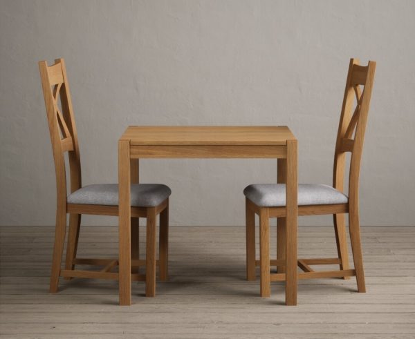 York 80cm Solid Oak Dining Table With 2 Oak X Back Chairs