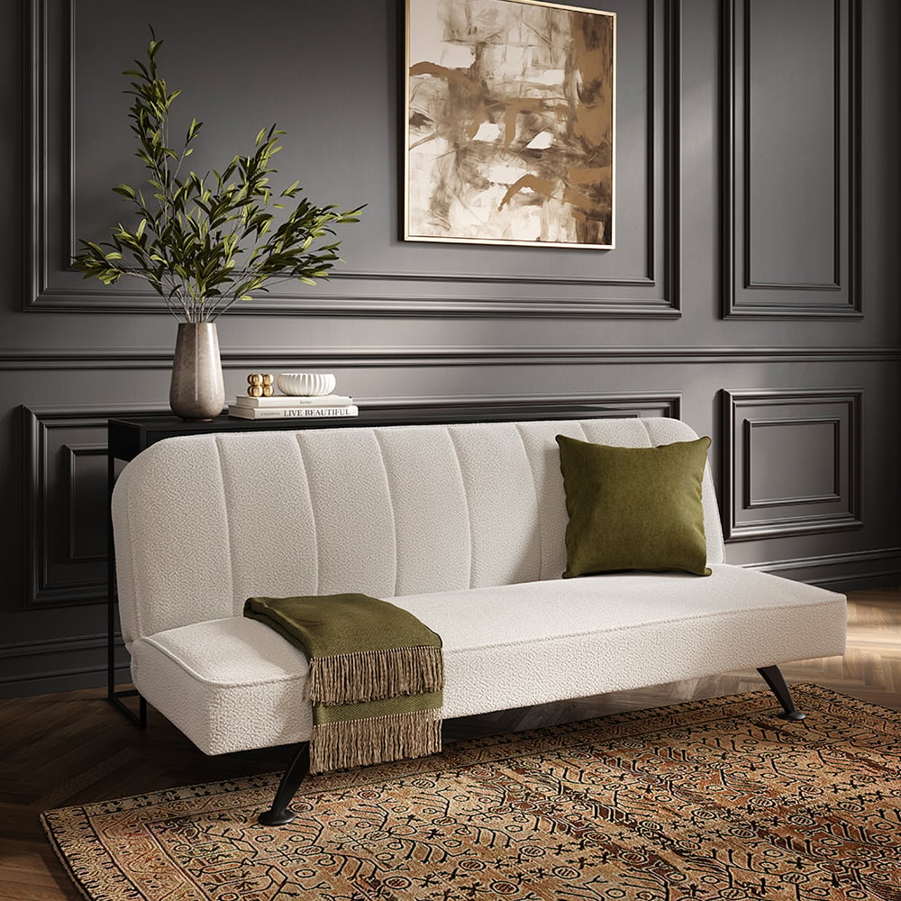 Burlington Fabric Sofa Bed With Black Legs In Ivory Burlington Fabric Sofa Bed With Black Legs In Ivory
