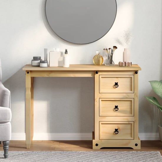 Croydon Wooden Dressing Table With 3 Drawer In Brown Croydon Wooden Dressing Table With 3 Drawer In Brown
