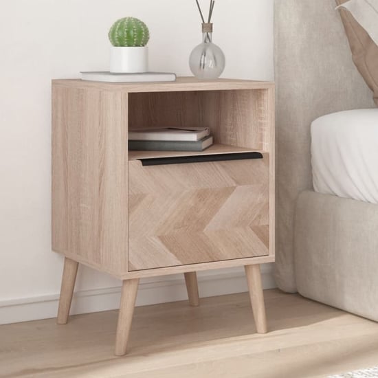Durham Wooden Bedside Cabinet With 1 Drawer In Sonoma Oak