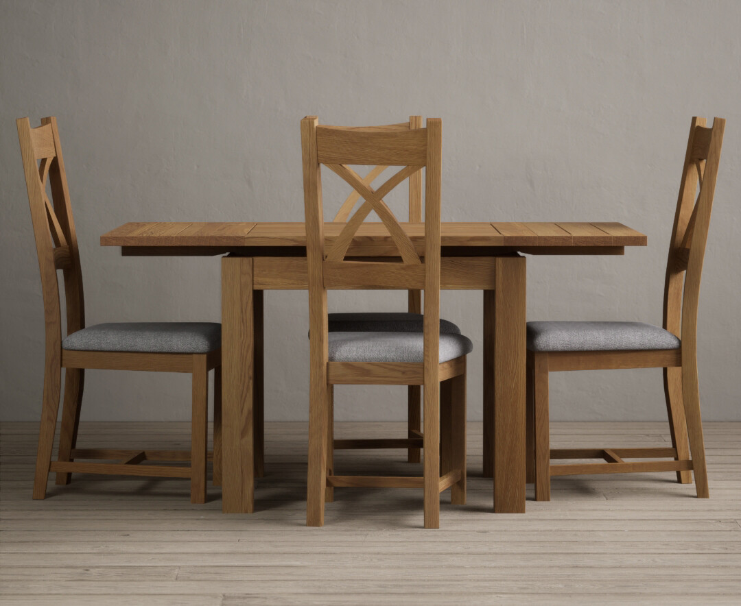 Extending Buxton 90cm Solid Oak Dining Table with 6 Oak Natural Chairs ...