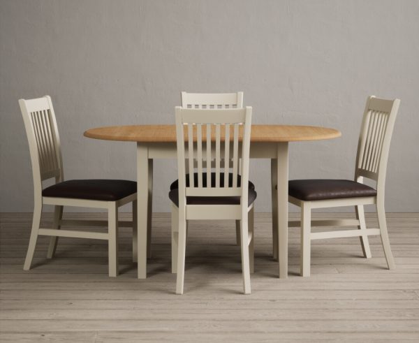 Extending Warwick Oak and Cream Painted Dining Table with 4 Charcoal Grey Warwick Chairs