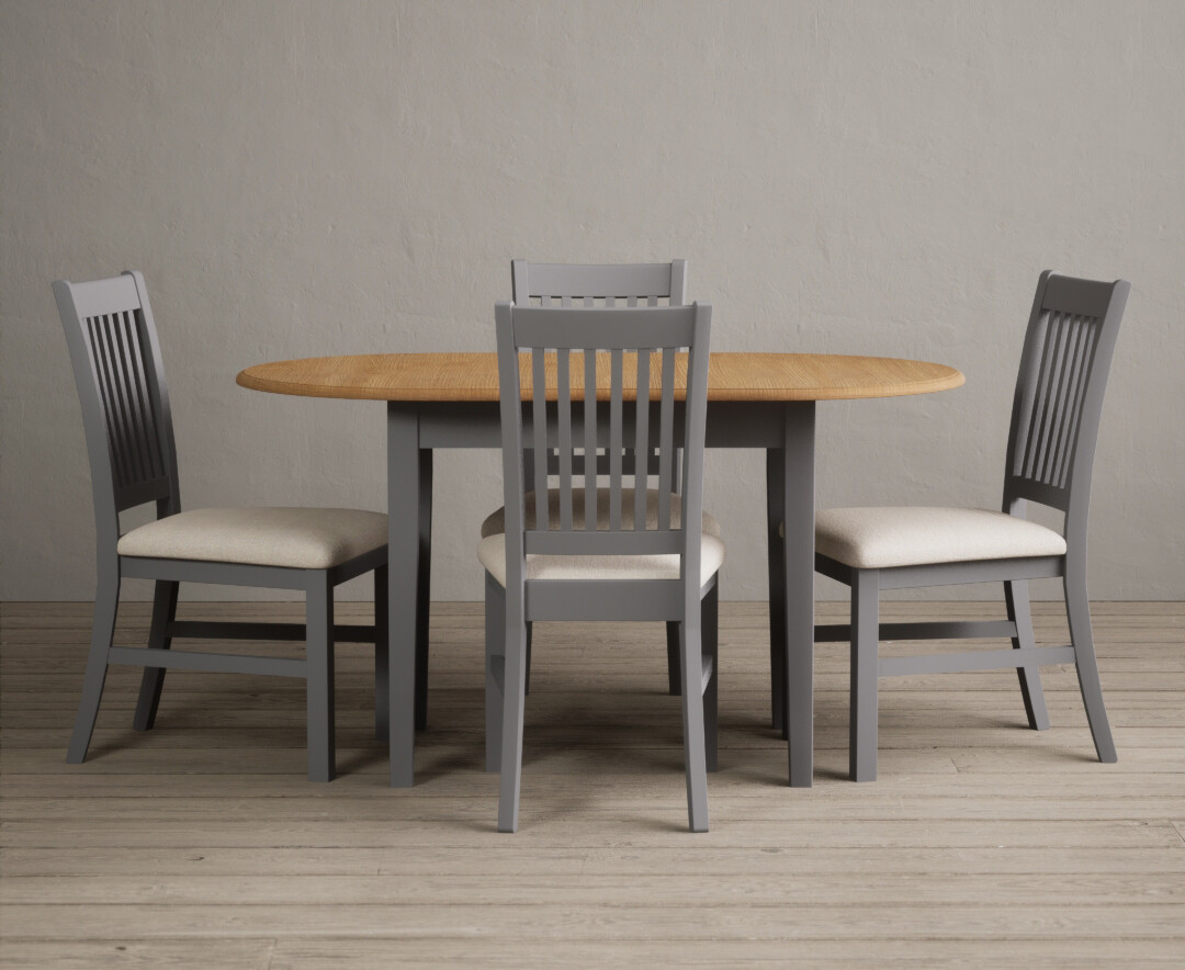 Extending Warwick Oak and Light Grey Painted Dining Table with 4 Light Grey Warwick Chairs Extending Warwick Oak and Light Grey Painted Dining Table with 4 Light Grey Warwick Chairs