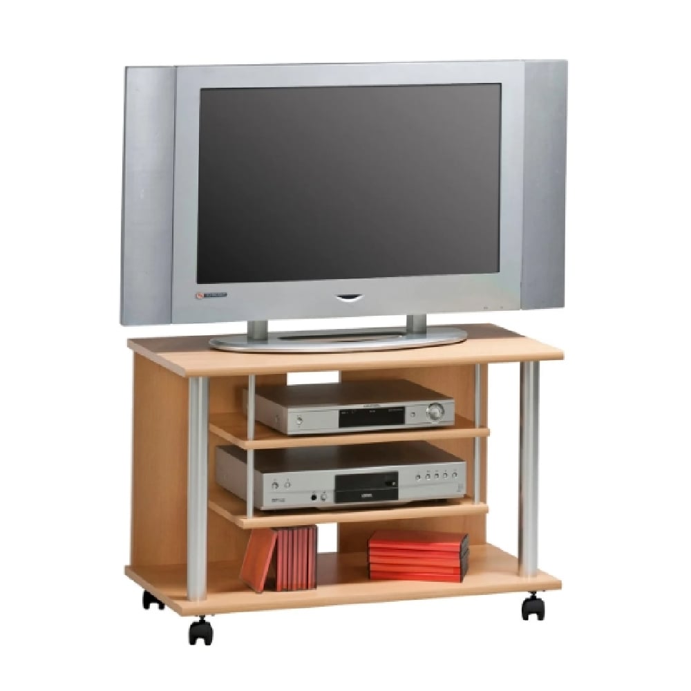 Bangor Wooden TV Stand With 2 Shelves In Beech Bangor Wooden TV Stand With 2 Shelves In Beech