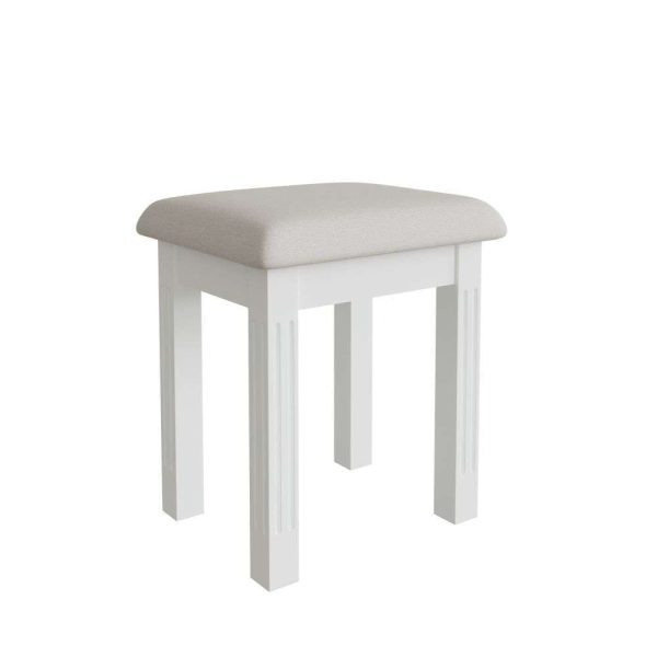 Belton Wooden Dressing Stool With Fabric Seat In White