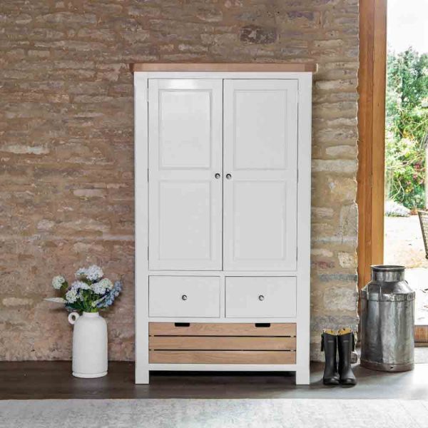 Celina Wooden Kitchen Double Larder Unit In Oak And White