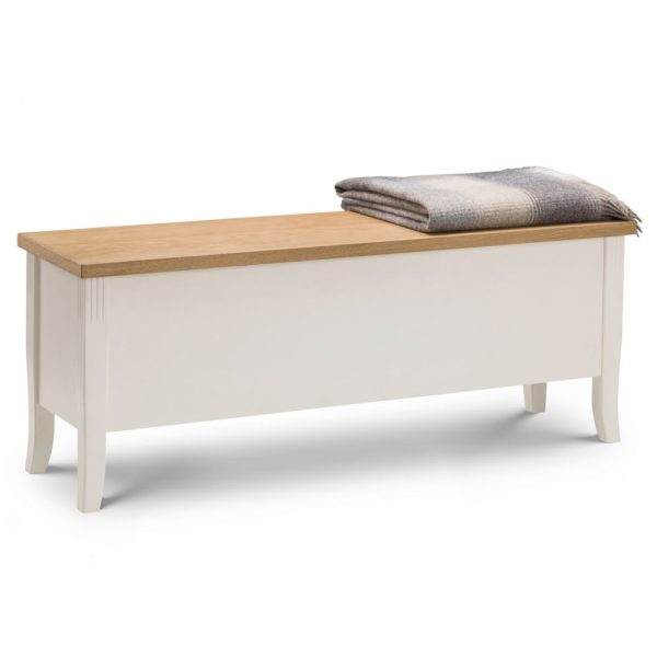 Dagan Wooden Storage Seating Bench In Ivory And Oak
