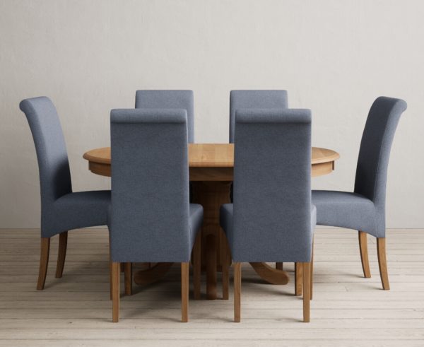 Extending Hertford 100cm - 130cm Solid Oak Pedestal Dining Table with 4 Natural Chairs