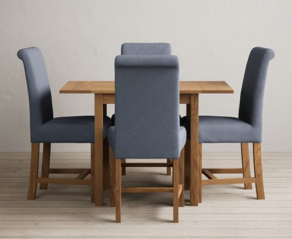 Extending York 70cm Solid Oak Drop Leaf Dining Table with 2 Charcoal Grey Chairs